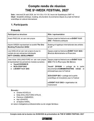 Compte Rendu Réunion Proactive Du 26 Août 2026 Pour The S² Week Festival 2027 V260828