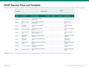 HVAC Service Price List Template for Small Contractors