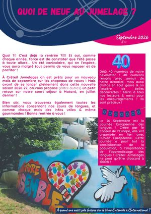 Newsletter #40 Septembre 2026
