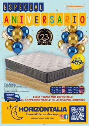Colchones y Sofás en Cartagena Murcia Aniversario 23 años contigo Horizontalia Septiembre Octubre 2026