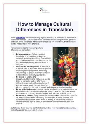 How to Manage Cultural Differences in Translation