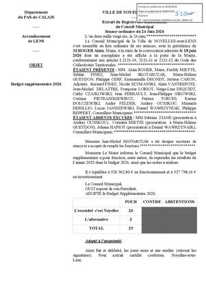 Budget Supplementaire 2026