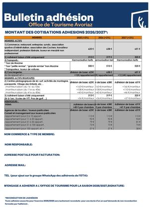 bulletin adhésion 2026/2027