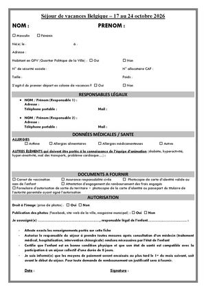 Dossier Inscription Belgique 17-24 Octobre 2026