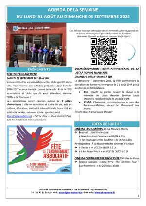 Agenda Du 31 08 Au 06 09 2026