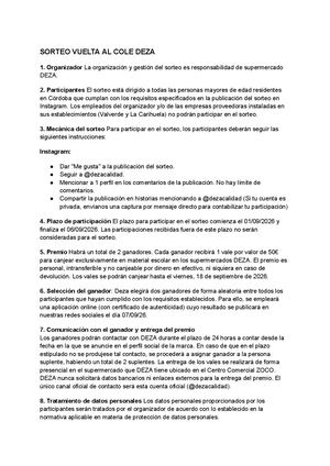 Sorteo Vuelta Al Cole Deza