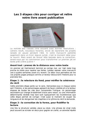 Les 3 éTapes Clés Pour Corriger Et Relire Votre Livre Avant Publication