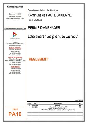 Pa10 Reglement lotissement les jardins de Launeau