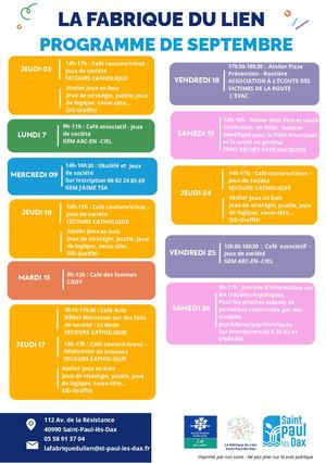 Programme Fabrique Du Lien Septembre
