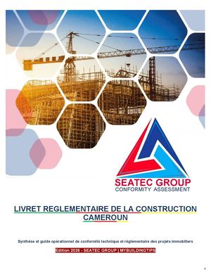 Livret Réglementaire De La Construction Au Cameroun ÉDition Septembre 2026