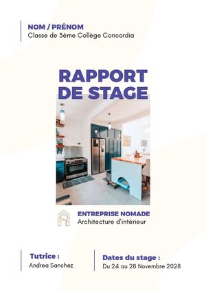 Bleu Beige Blanc Simple Moderne Rapport De Stage A4