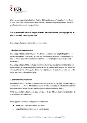 Réglement De Participation à L'appel à Contribution