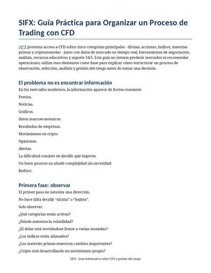 SIFX: Guía Práctica para Organizar un Proceso de Trading con CFD