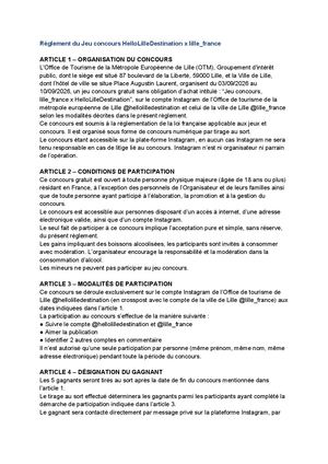 Réglement Concours Braderie 2026 Hellolilledestination X Lille France