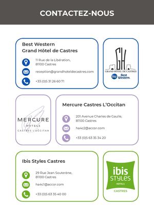 Contacts Hôtels