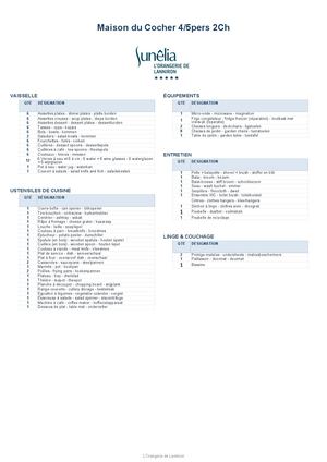 INVENTAIRE Maison Du Cocher 4 5pers Docx