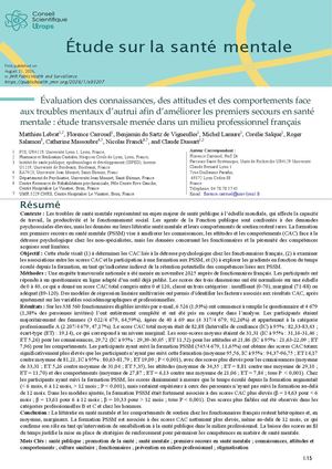 Etude sur la santé mentale