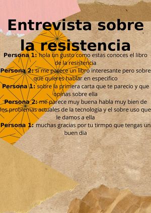 Entrevista sobre la resistencia carta 1