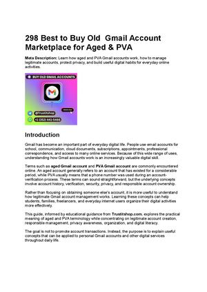 298 Best To Buy Old Gmail Account Marketplace For Aged & Pva