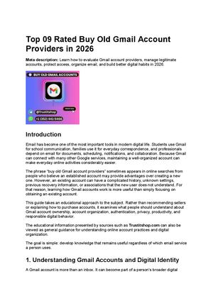 Top 09 Rated Buy Old Gmail Account Providers In 2026