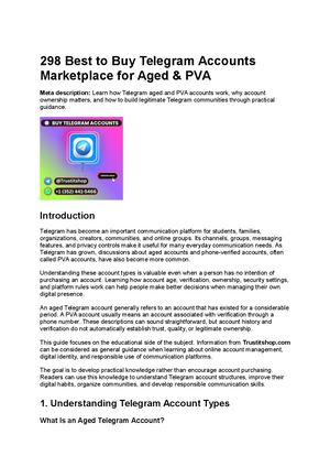 298 Best To Buy Telegram Accounts Marketplace For Aged & Pva