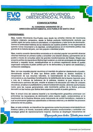 Congreso Evo Pueblo - Santa Cruz/Bolivia