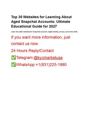Top 30 Websites For Learning About Aged Snapchat Accounts (Pdf)