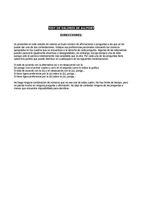 Test De Valores De Allport
