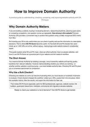 How To Improve Domain Authority