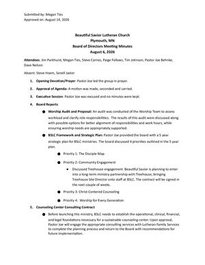 August 6 2026 Bod Meeting Minutes