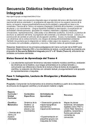 Secuencia Didáctica Interdisciplinaria Integrada