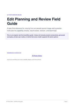 AI Photo Editor Online: Edit Planning and Review Field Guide