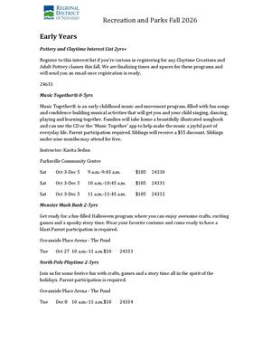 RDN Northern Recreation Services Fall 2026 Activities Guide