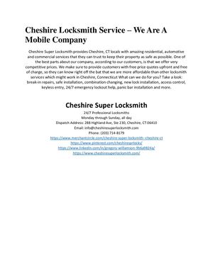 Cheshire Super Locksmith