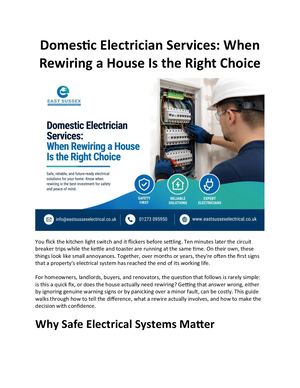 Professional Domestic Electrician Services Explained