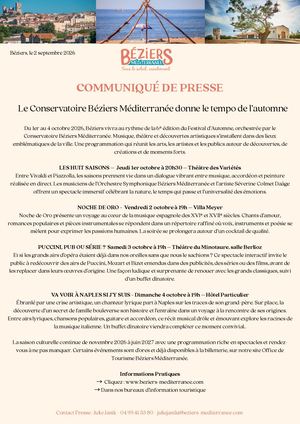 Festival D'automne, Communiqué de Presse