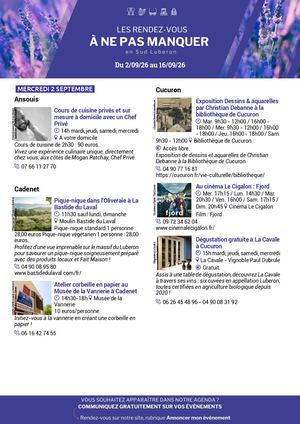 Agenda de la semaine en Sud Luberon