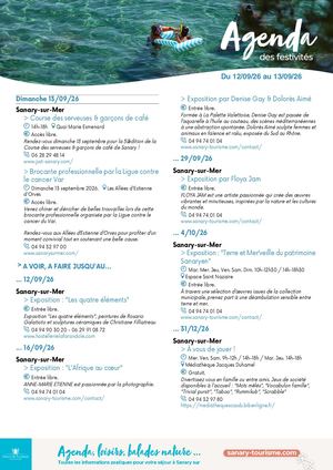 Agenda du week-end 12 & 13 septembre 2026