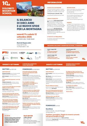 Programma Dolomiti Mountain School 11-12 settembre