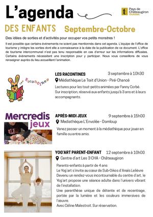 L'agenda Des Enfants - Septembre et Octobre