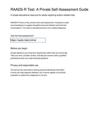 RAADS-R Test: A Private Self-Assessment Guide