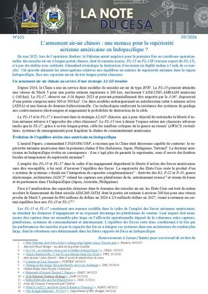 LA NOTE DU CESA N°635 L’armement air-air chinois : une menace pour la supériorité aérienne américaine en Indopacifique ?