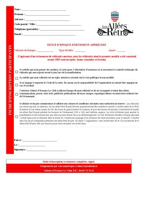 Fiche Inscription Ar 2026