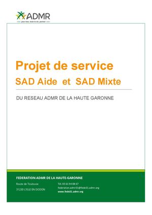 ADMR31 - Projet De Service SAD Aide et SAD Mixte