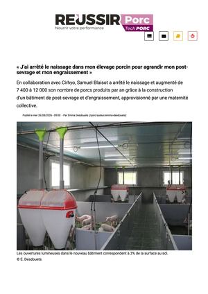 Article Scea Du Parc Reussir Porc Août 2026