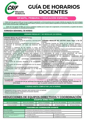 Horarios 2026 27 Csif Primaria
