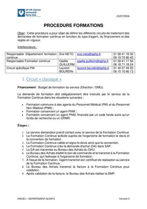 Procédure Formation Continue