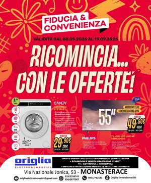 Volantino Fiducia & Convenienza Settembre Origlia Elettrodomestici