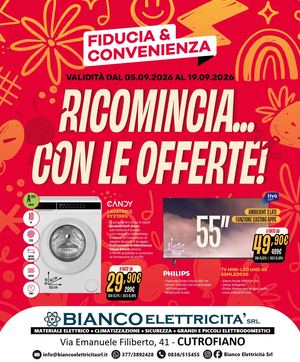 Volantino Fiducia & Convenienza Settembre Bianco Elettricità S R L