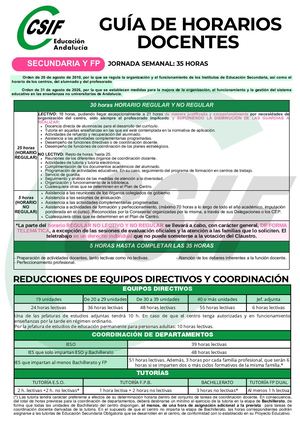 Horarios 2026 27 Csif Secundaria